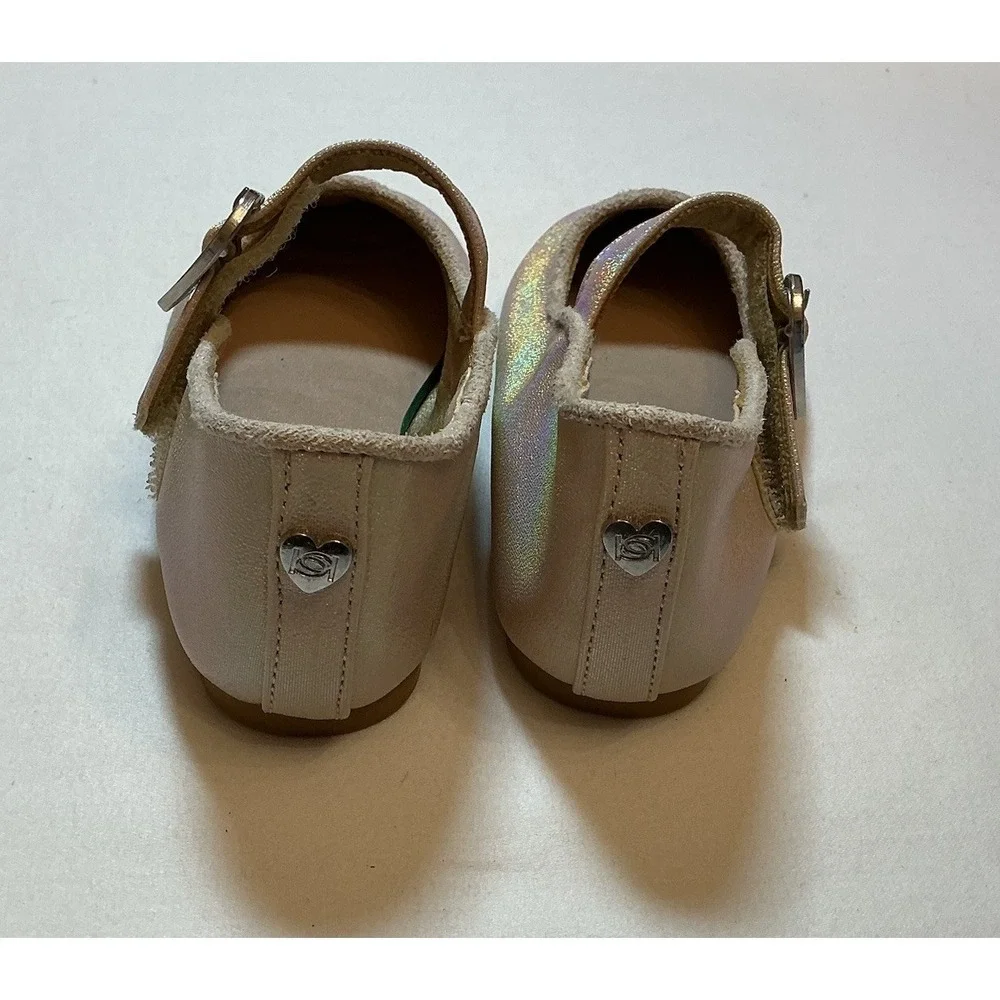 bebe Girls Glitter Pink Heart Buckle Mary Jane Flats Rubber Sole Toddler Size 6‎